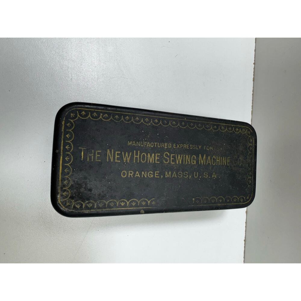 Vintage The New Home Sewing Machine Co Orange Mass USA Tin Accessories And Parts